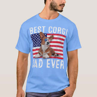 Corgi Dad USA American Flag Corgi Dog Lover Owner  T-Shirt