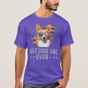 Corgi Dad Vintage American Flag Patriotic Dog Love T-Shirt