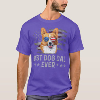 Corgi Dad Vintage American Flag Patriotic Dog Love T-Shirt