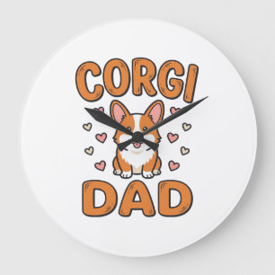 Corgi Dad Vintage Engraving Dog Lover Shirt_1 Large Clock