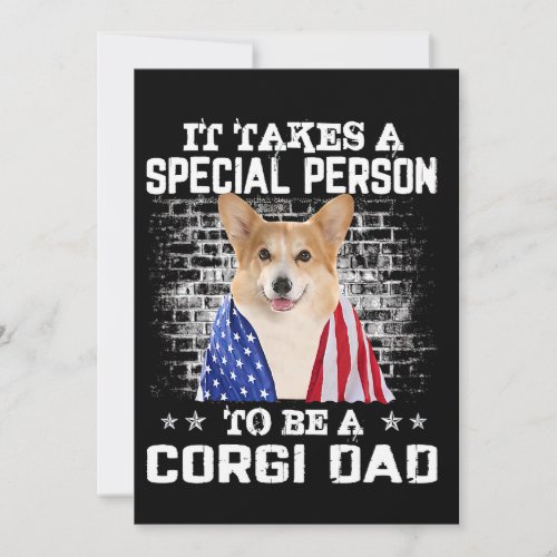 Corgi Dad With Proud American Flag Dog Fathers Day Invitation