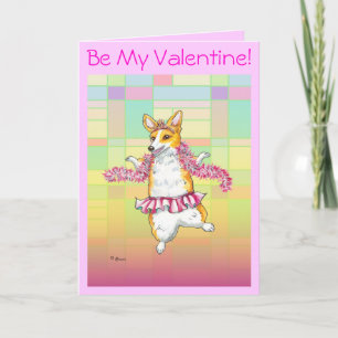 Corgi Dancing Ballerina Valentine Holiday Card