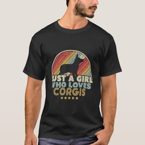 Corgi Design Retro Just A Girl Who Loves Corgis T_Shirt