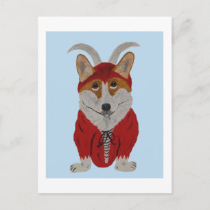 Corgi Devil Holiday Postcard