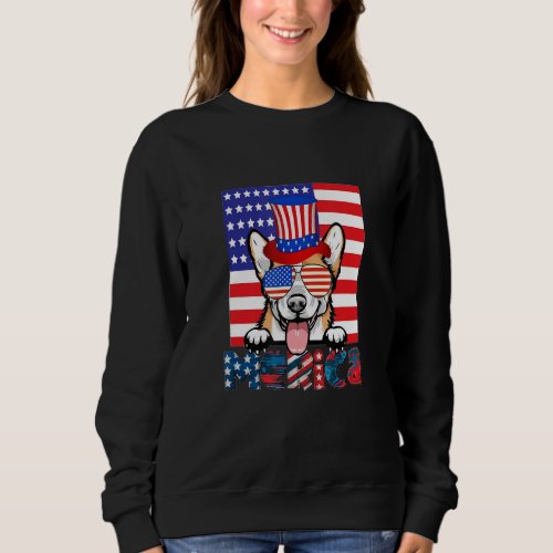 Corgi Dog American Usa Flag 4th Of July Men Corgi Sweatshirt