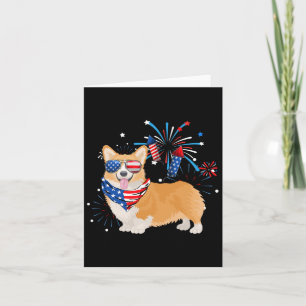 Corgi Dog American Usa Flag 4th Of July Men Women  Card
