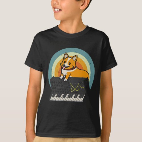 Corgi Dog Analog Drum Machine Keyboard Synthesizer T_Shirt