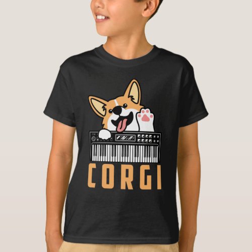 Corgi Dog Analog Drum Machine Keyboard Synthesizer T_Shirt