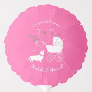 Corgi Dog Baby Shower Pink Girl Balloon