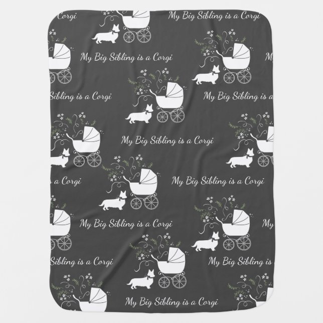 Corgi Dog Baby Shower Puppy Grey Welsh Pembroke Baby Blanket (Front)