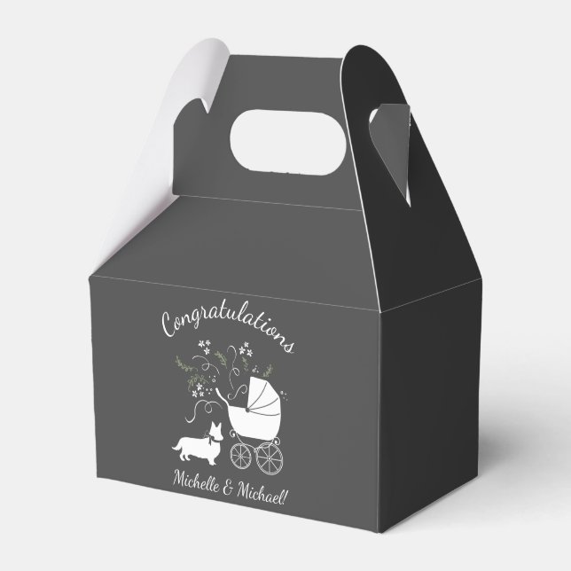 Corgi Dog Baby Shower Puppy Grey Welsh Pembroke Favor Boxes (Front Side)