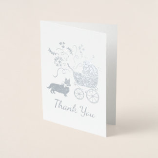 Corgi Dog Baby Shower Puppy Grey Welsh Pembroke Foil Card