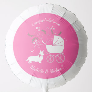 Corgi Dog Baby Shower Puppy Grey Welsh Pink Girl Balloon