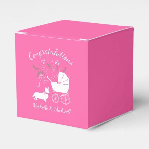 Corgi Dog Baby Shower Puppy Grey Welsh Pink Girl Favor Boxes