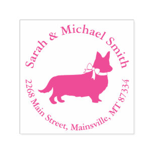 Corgi Dog Baby Shower Puppy Grey Welsh Pink Girl Self-inking Stamp