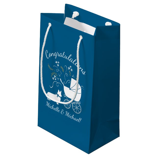 Corgi Dog Baby Shower Puppy Small Gift Bag (Back Angled)