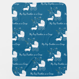 Corgi Dog Baby Shower Puppy Welsh Blue Boy Baby Blanket