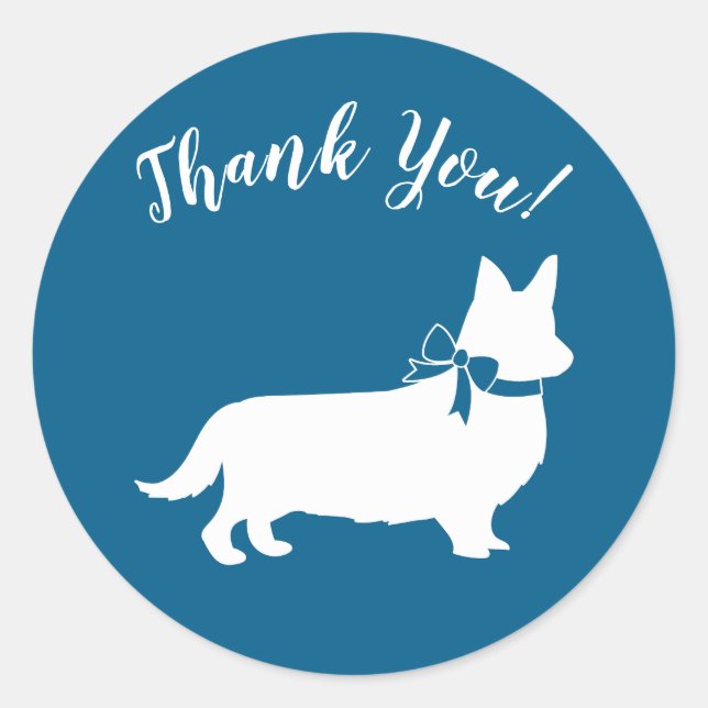 Corgi Dog Baby Shower Puppy Welsh Blue Boy Classic Round Sticker (Front)