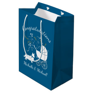 Corgi Dog Baby Shower Puppy Welsh Blue Boy Medium Gift Bag