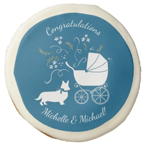 Corgi Dog Baby Shower Puppy Welsh Blue Boy Sugar Cookie