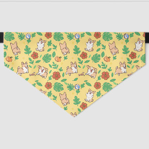 Corgi Dog Bandana Cute Summer Pastel Floral Style Pet Bandana Collar