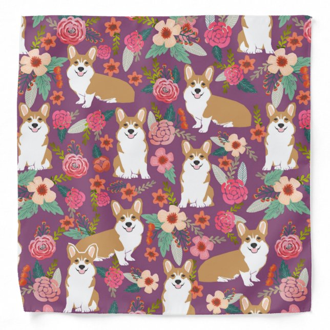 Corgi Dog Bandana - Purple (Front)