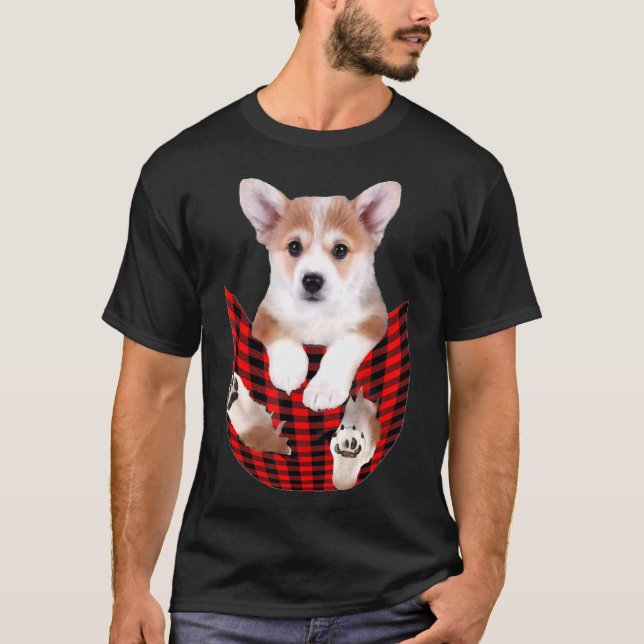 Corgi Dog Big In Pocket Idea Dad Mom T-Shirt (Front)