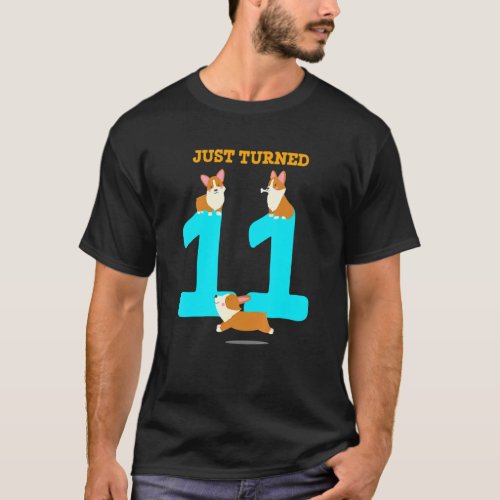 Corgi Dog Birthday 11 Year Old Turned Eleven T-Shirt