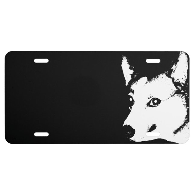 Corgi Dog Black and White Art Photo Drawing License Plate (Front)