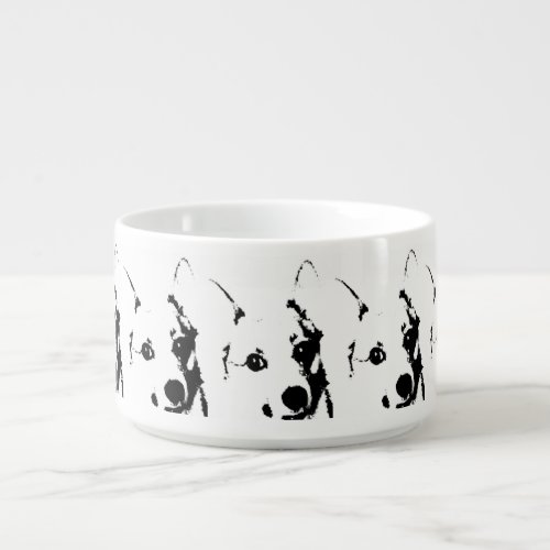Corgi Dog Black and White Ink Sketch Bowl