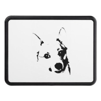 Corgi Dog Black And White Ink Sketch Trailer Hitch Cover by CorgisandThings at Zazzle