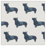 Corgi Dog Breed Black Watercolor Silhouette Fabric