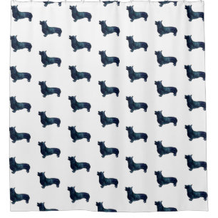Corgi Dog Breed Black Watercolor Silhouette Shower Curtain