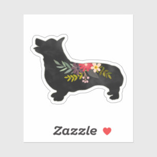 Corgi Dog Breed Boho Floral Silhouette Sticker