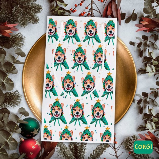 Corgi Dog Breed Christmas Small Gift Bag (Creator Uploaded)