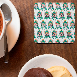 Corgi Dog Breed Christmas Square Paper Coaster