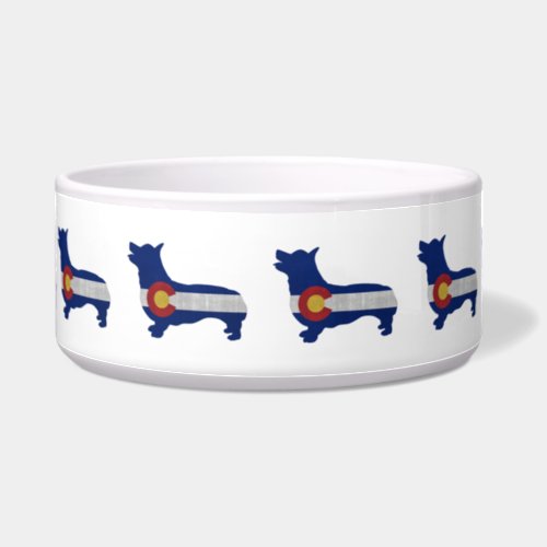 Corgi Dog Breed Silhouette Colorado Flag Bowl