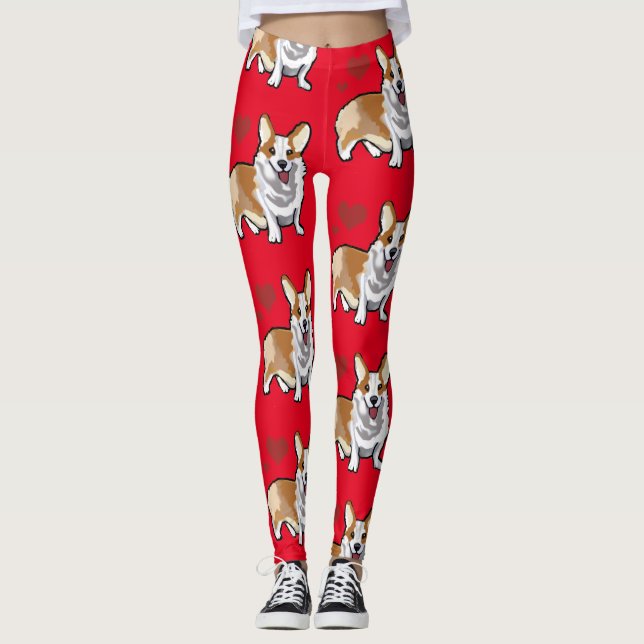 Corgi Dog Cartoon Leggings (Front)