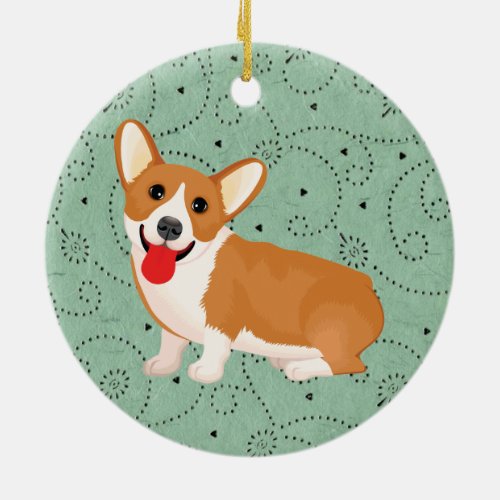 corgi dog ceramic ornament