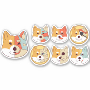 CORGI DOG CHARACTER SET STICKER