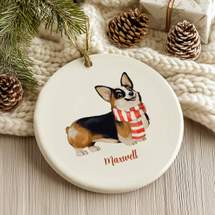 Corgi Dog Christmas Ceramic Ornament
