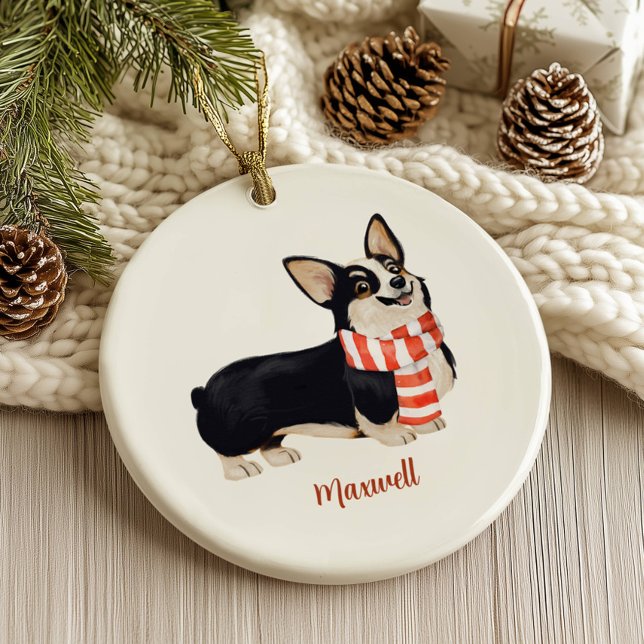 Corgi Dog Christmas Ceramic Ornament (Creator Uploaded)