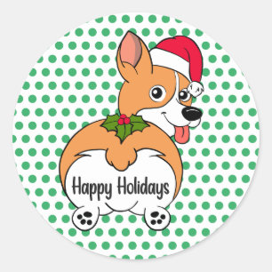 Corgi Dog Christmas Classic Round Sticker