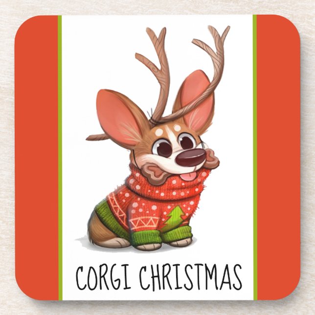 Corgi Dog Christmas coaster (Front)