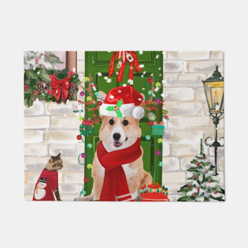 corgi Dog Christmas   Doormat