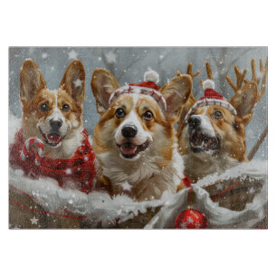 Corgi Dog Christmas Festive Cutting Board