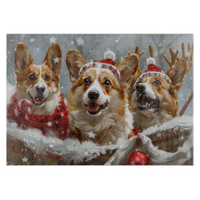 Corgi Dog Christmas Festive  Cutting Board (Front)
