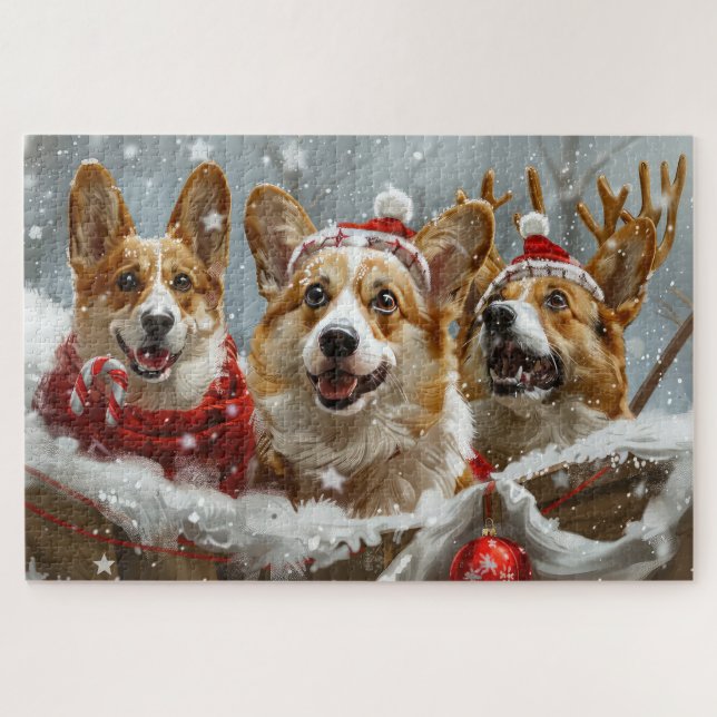 Corgi Dog Christmas Festive  Jigsaw Puzzle (Horizontal)