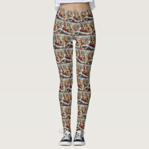 Corgi Dog Christmas Festive Leggings