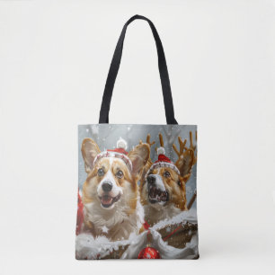 Corgi Dog Christmas Festive  Tote Bag